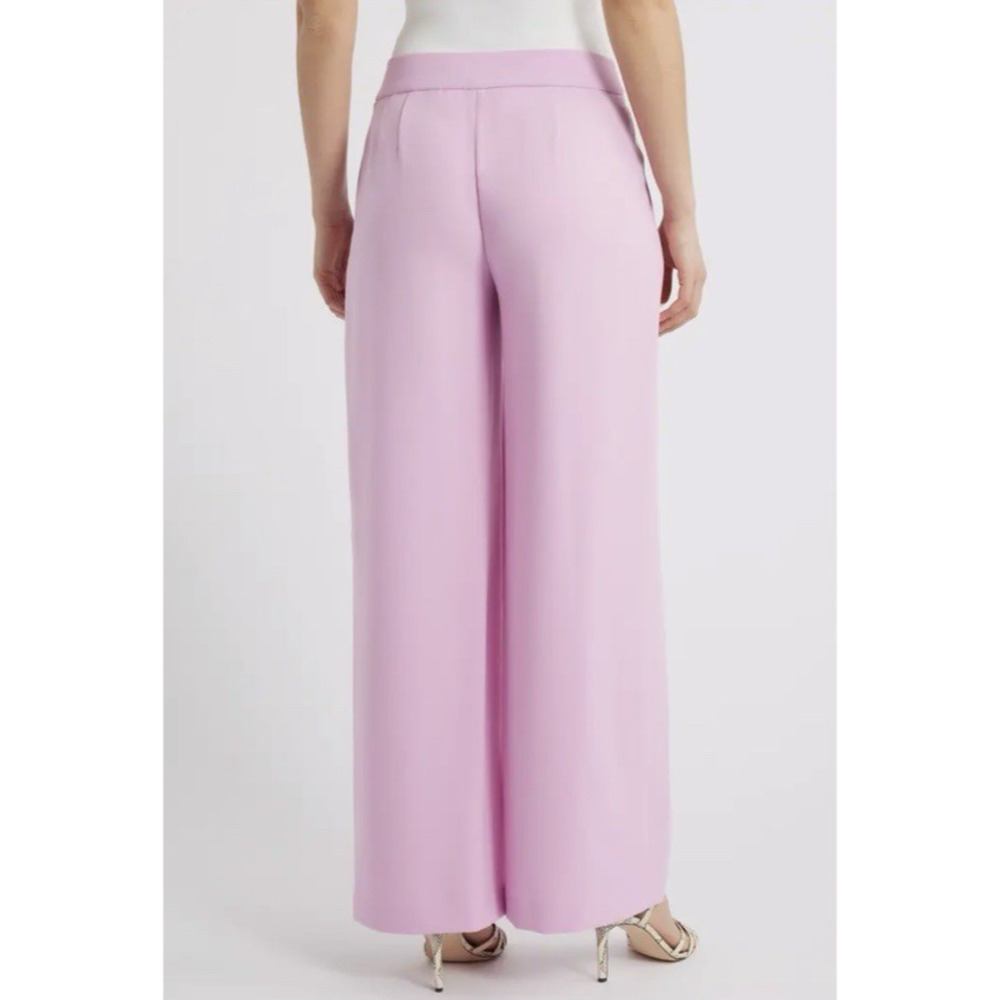 Tahari ASL Wide Leg Trouser Pants Size 10 Pink Macaroon Career Office Spring - Picture 7 of 16